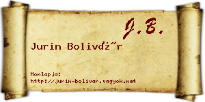 Jurin Bolivár névjegykártya